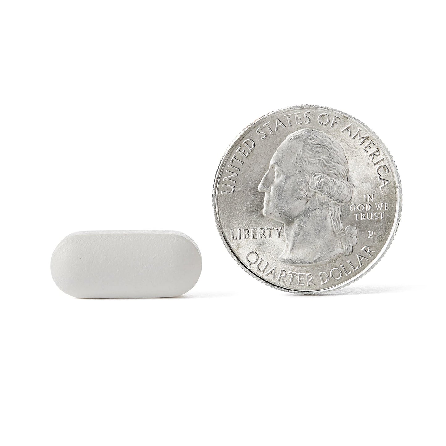 Move-Free Advanced Glucosamine Supplement Pill next to a quarter coin