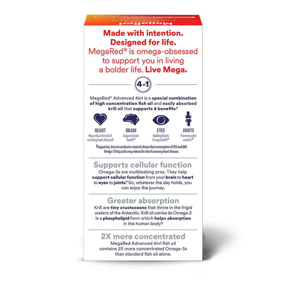 MegaRed Advanced 4in1 Concentrated Omega-3 Fish & Krill Oil 900mg