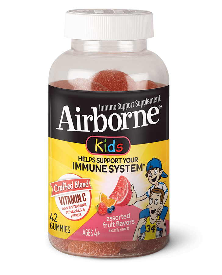 Airborne Kids Crafted Blend Vitamin C Gummies bottle, 42 included