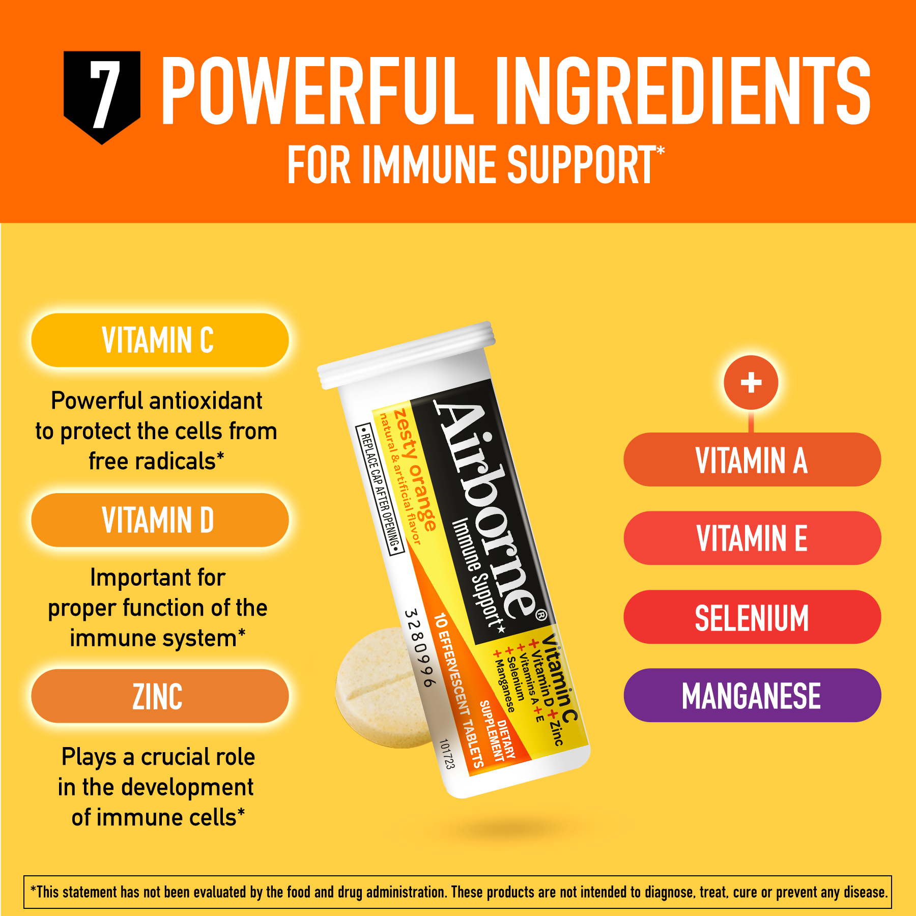 Airborne Effervescent Tablets Zesty Orange Triple Pack Schiff Vitamins