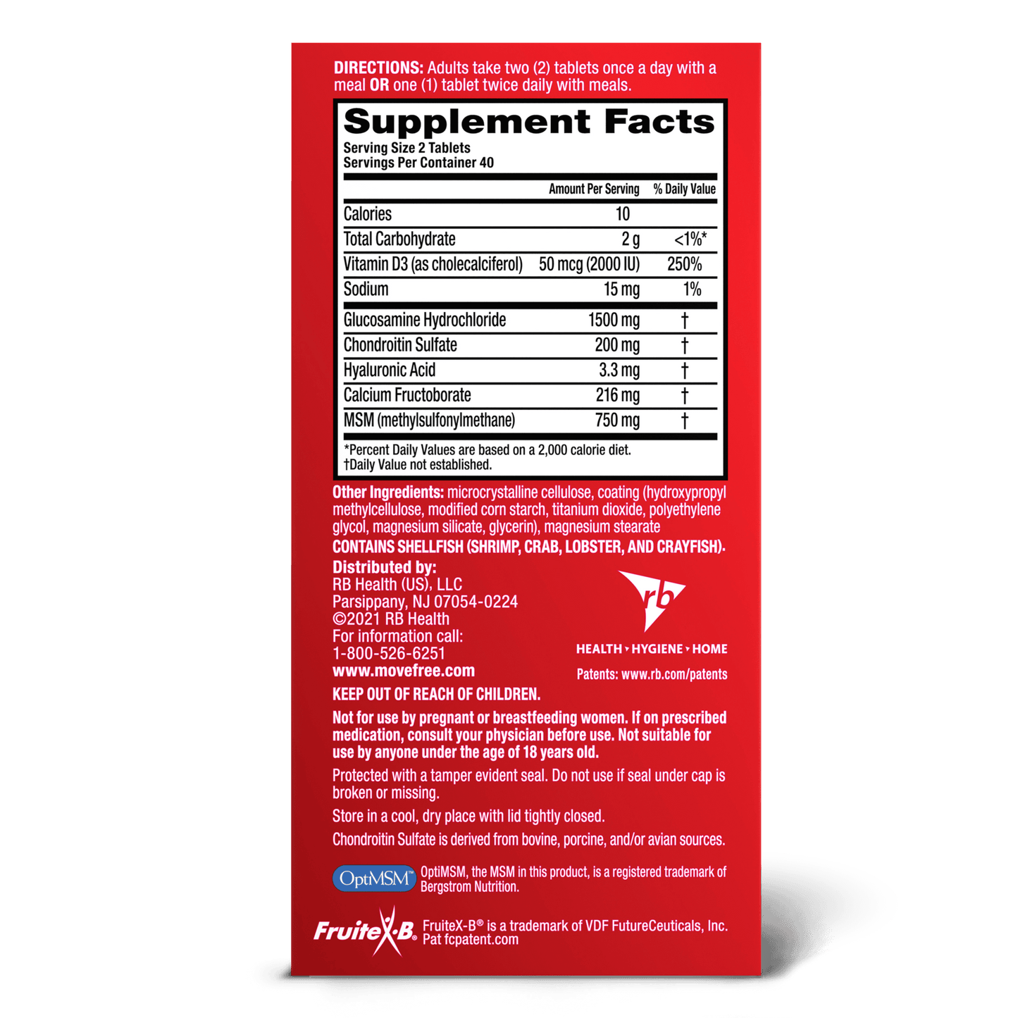 Move-Free Advanced Plus MSM supplement facts