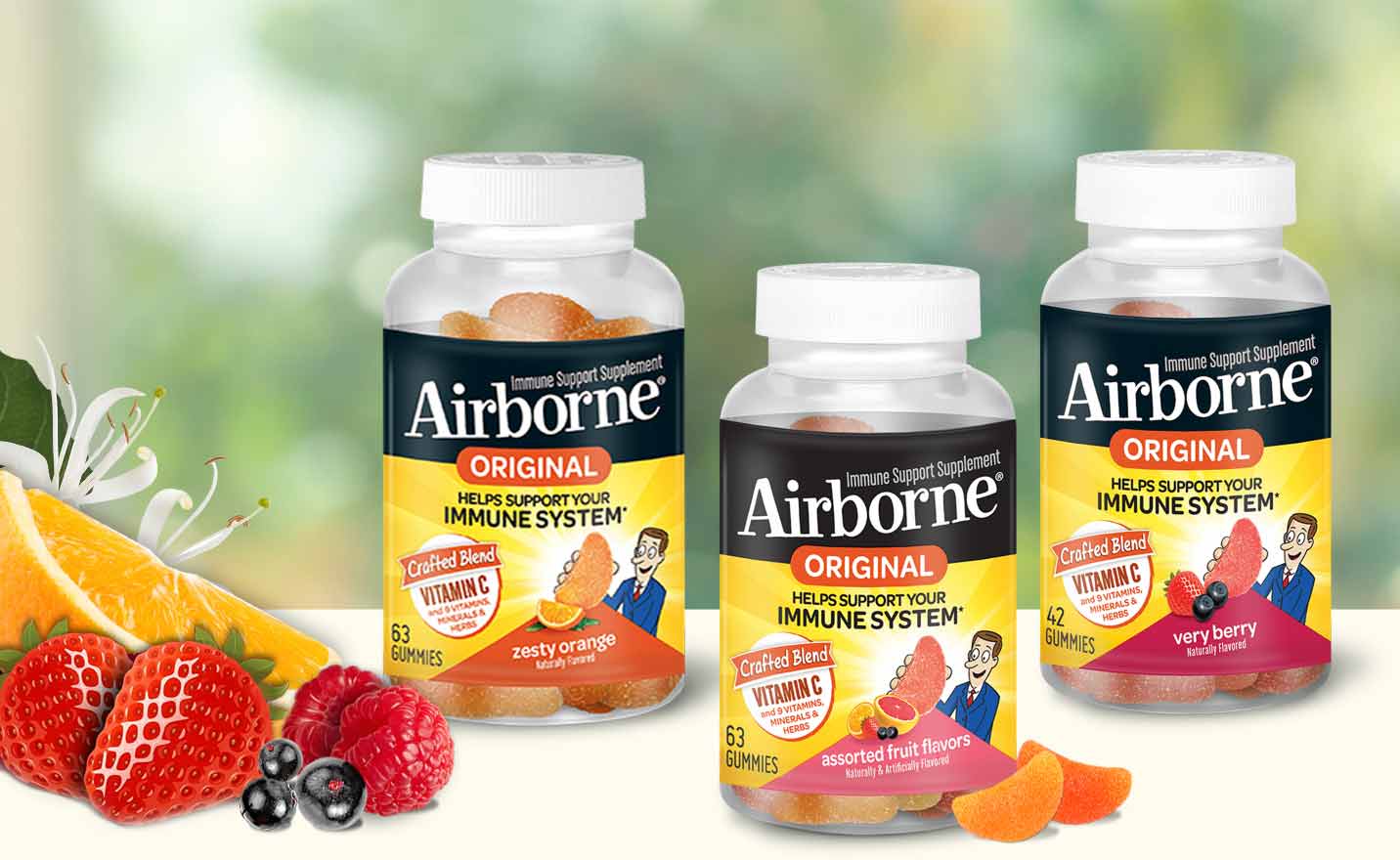 Airborne gummies come in a range of fruit flavors