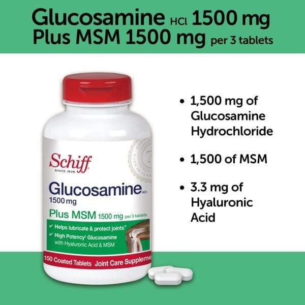 Schiff Glucosamine Tablets Plus MSM and Hyaluronic Acid 1500mg