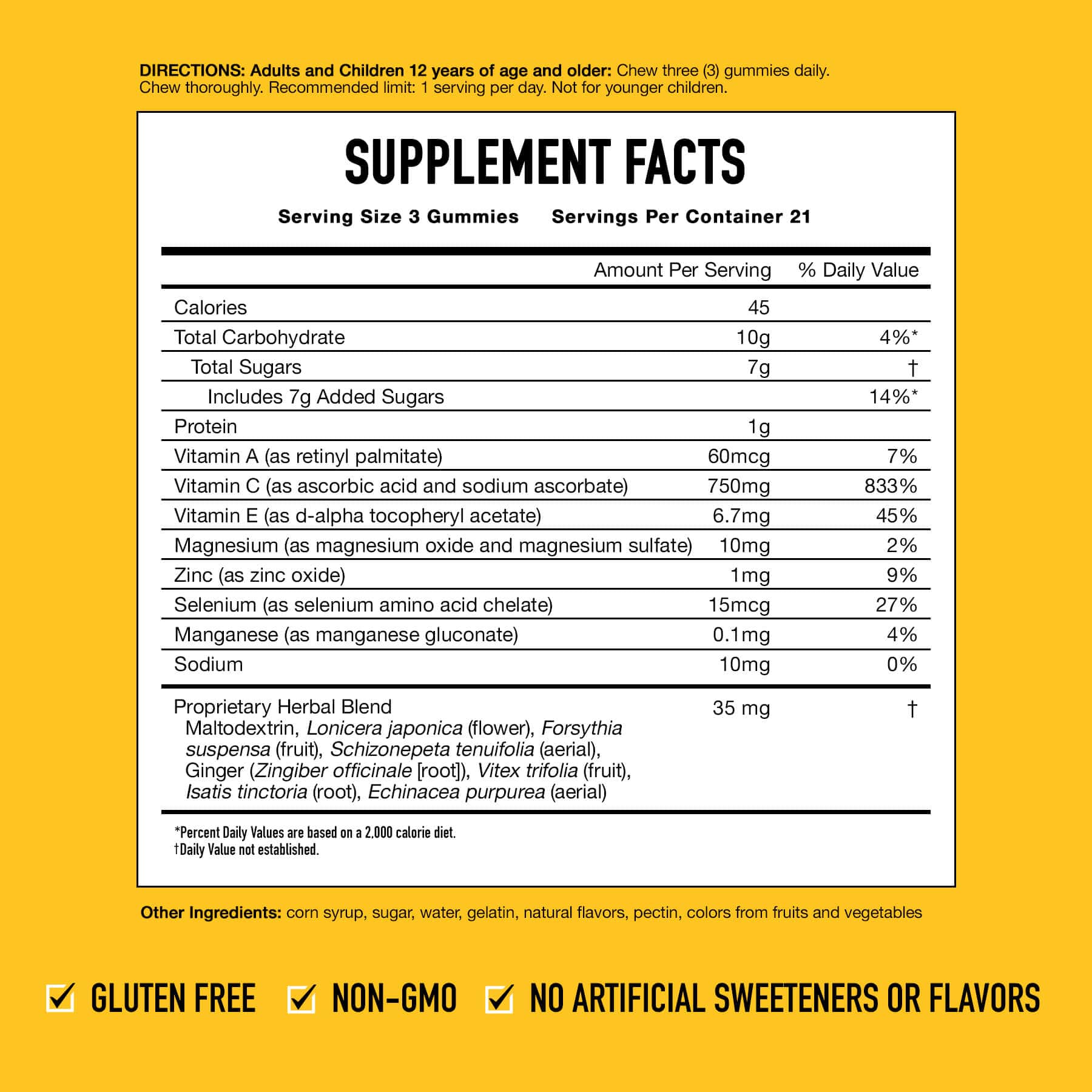 Assorted Fruit-Flavored Airborne Gummies Supplement Facts