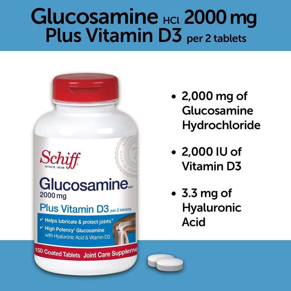 Schiff Glucosamine with Vitamin D3 & Hyaluronic Acid 2000mg