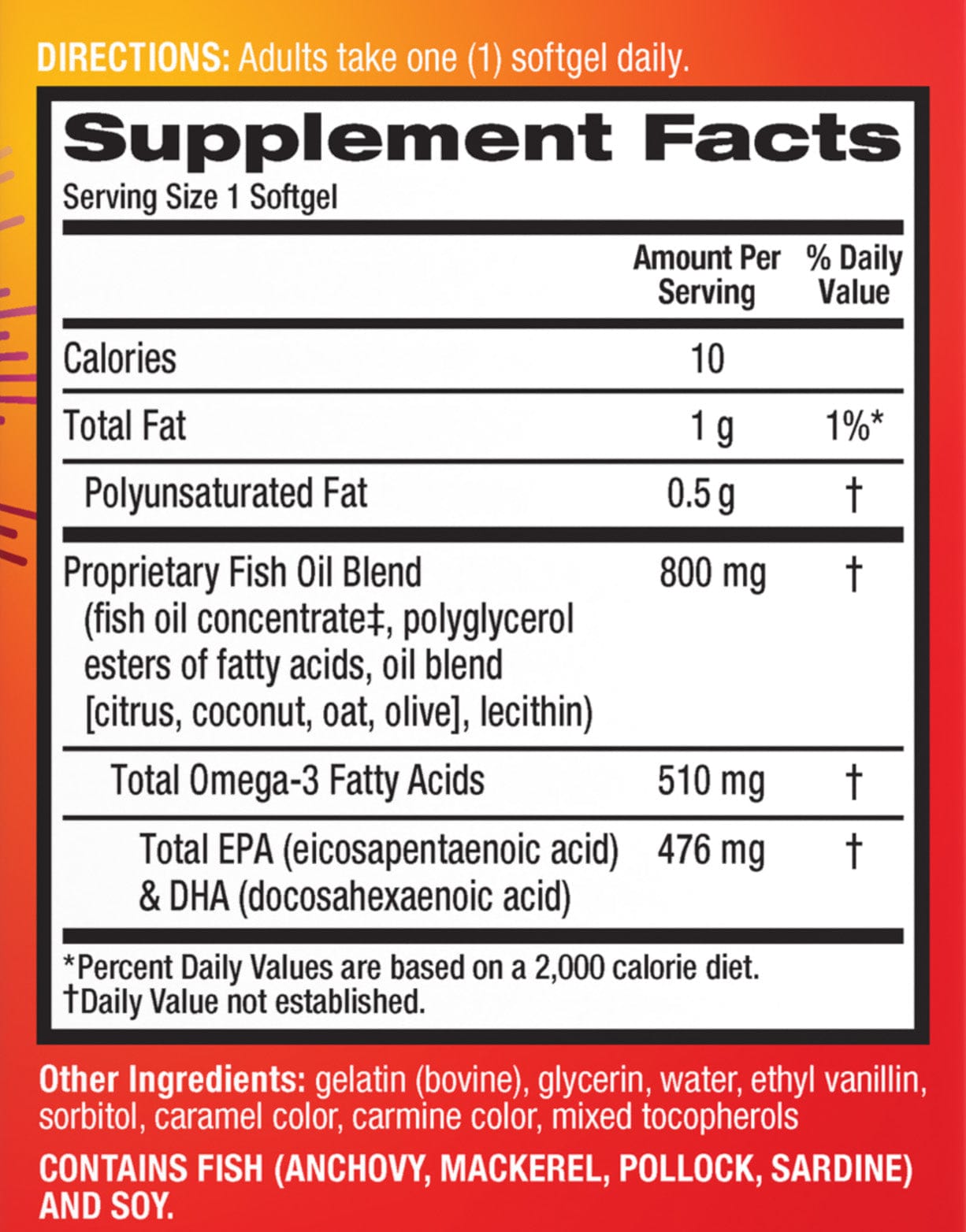 MegaRed Advanced Fish Oil supplement facts 