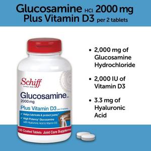 Schiff Glucosamine with Vitamin D3 & Hyaluronic Acid 2000mg