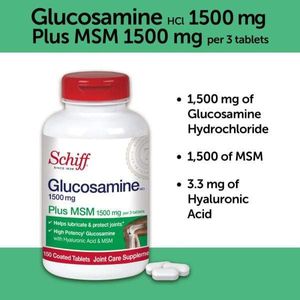 Schiff Glucosamine Tablets Plus MSM and Hyaluronic Acid 1500mg